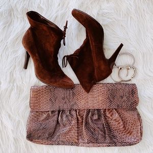 Calvin Klein Sadee Dark Brown Suede Booties